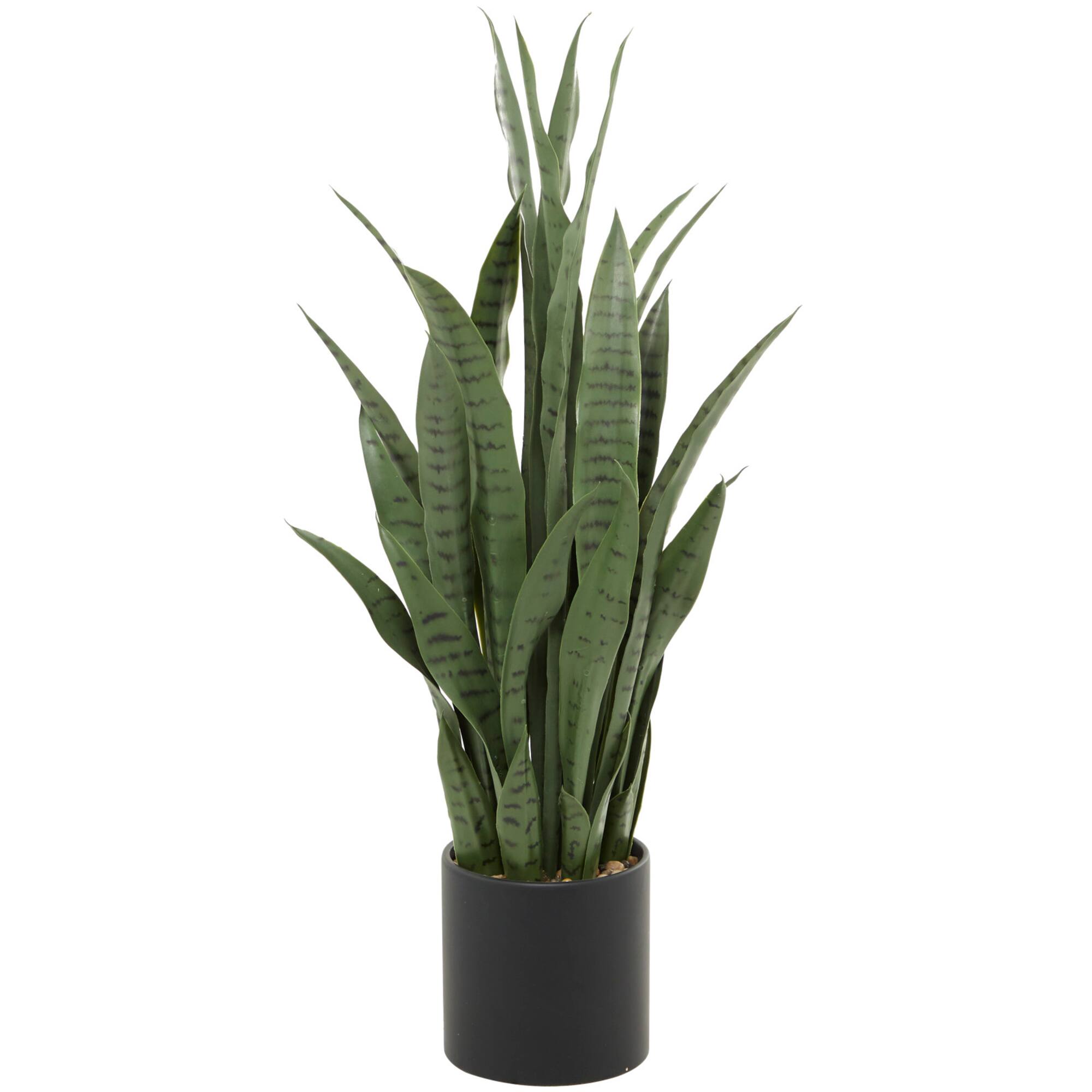 3ft. Green Faux Snake Foliage Artificial Plant with Black Porcelain Pot